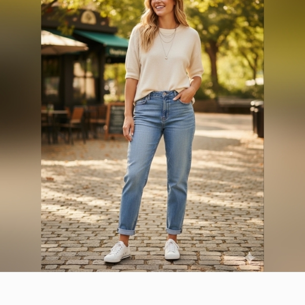 LOFT High Waist Boyfriend Jeans